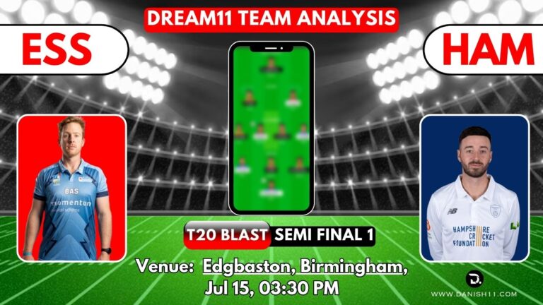 ESS VS HAM Dream 11 Prediction Today Match, Perfect Playing 11, Pitch Report, Injury Update, Dream 11 Team Today, Fantasy Cricket Tips