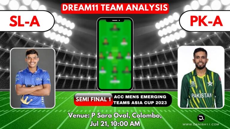 SL-A VS PK-A Dream 11 Prediction Today Match Perfect Playing 11, Pitch Report, Injury Update, Dream 11 Team Today, Fantasy Cricket Tips