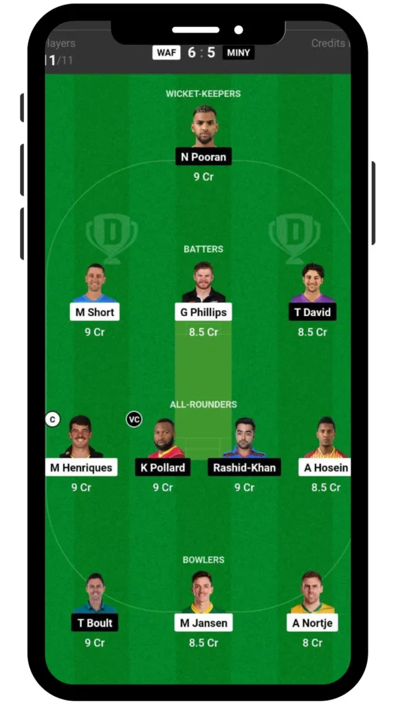 WAF VS MINY Dream 11 Prediction Today Match Perfect Playing 11