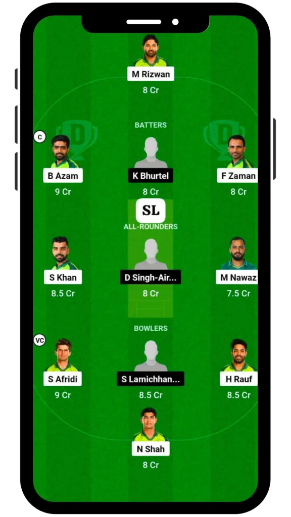 PAK VS NEP Dream11 Prediction Today Match, Perfect Playing 11